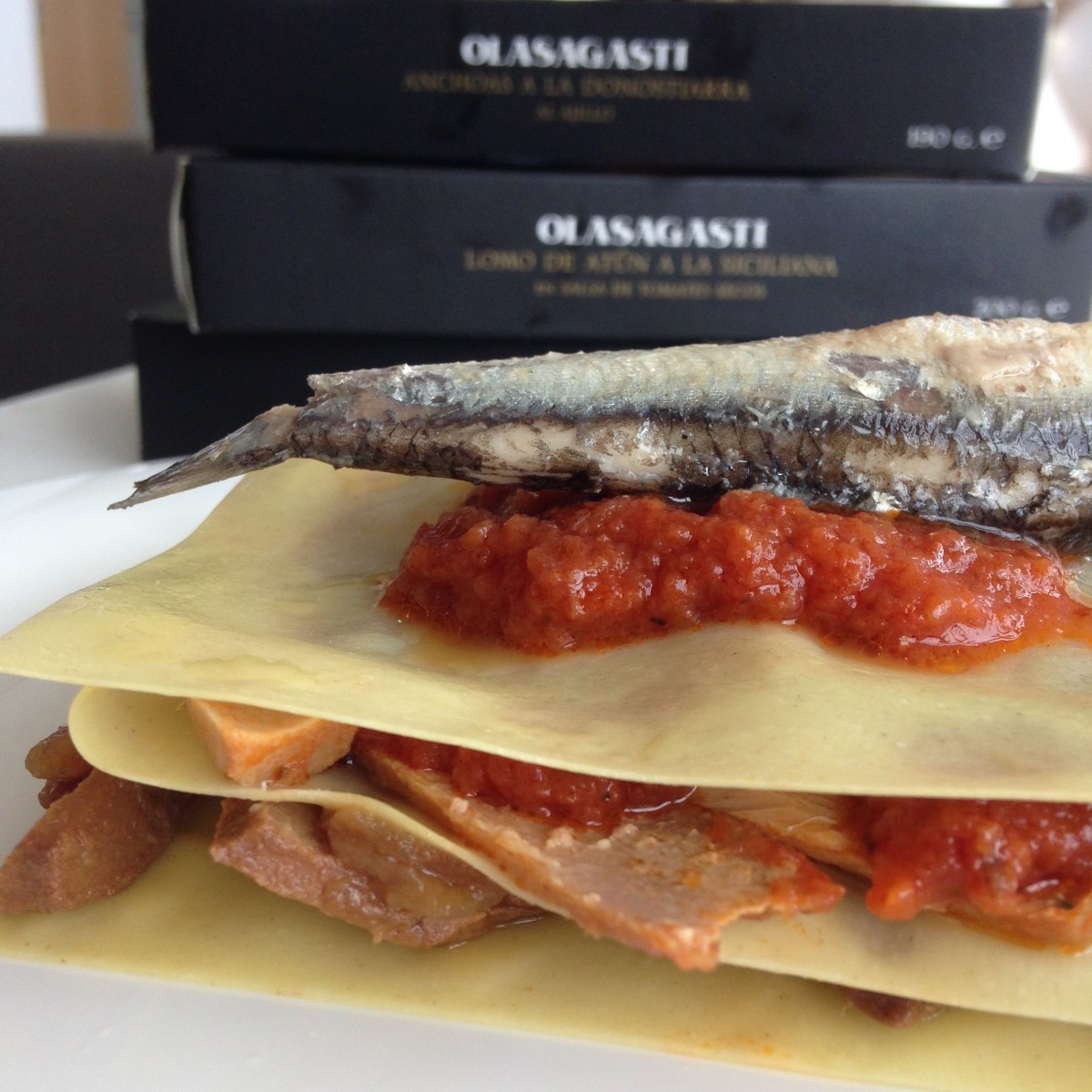 Ingredientes lasaña fácil de pescado azul y verduras Abrir y Zampar Olasagasti