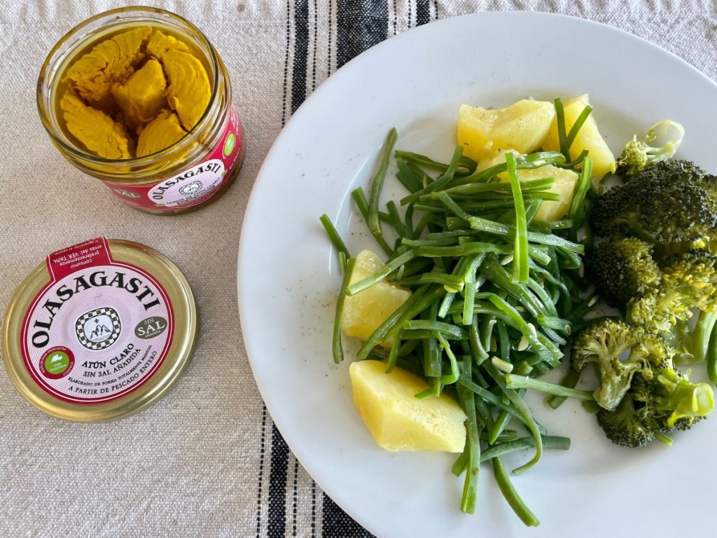 hortalizas y atún claro en aceite de oliva virgen extra olasagasti