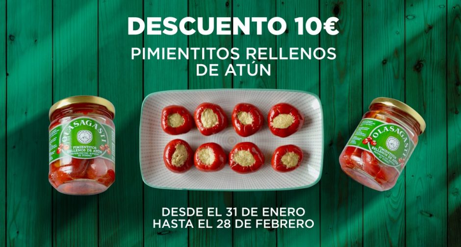 Slide para la oferta de pimientitos rellenos de atún Olasagasti